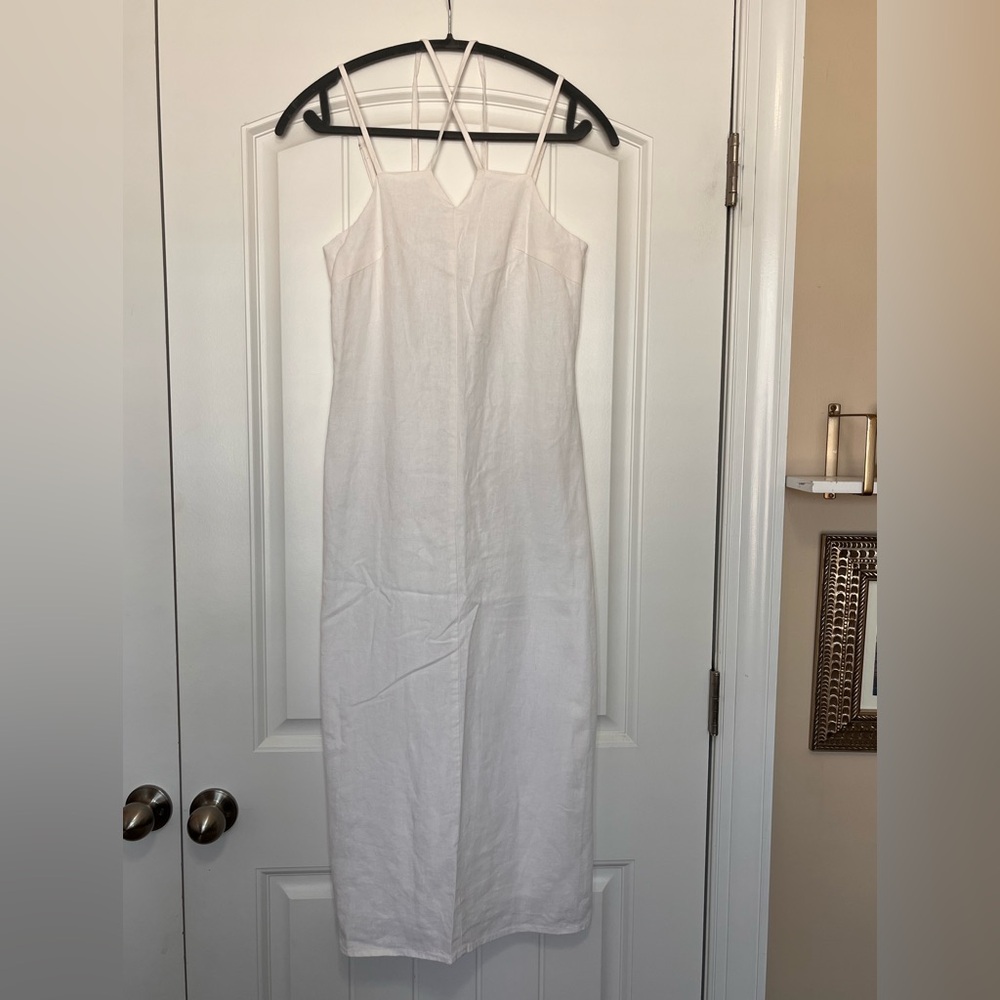 Universal Thread Linen Blend Lined White Midi Dress Size XS